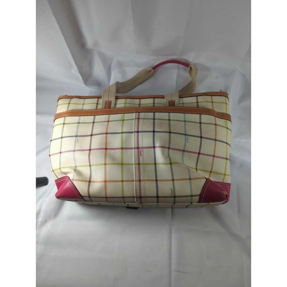 COACH Tattersall Multicolored Coated Canvas Diaper Bag Fl4792 See Pictures - Picture 11 of 14